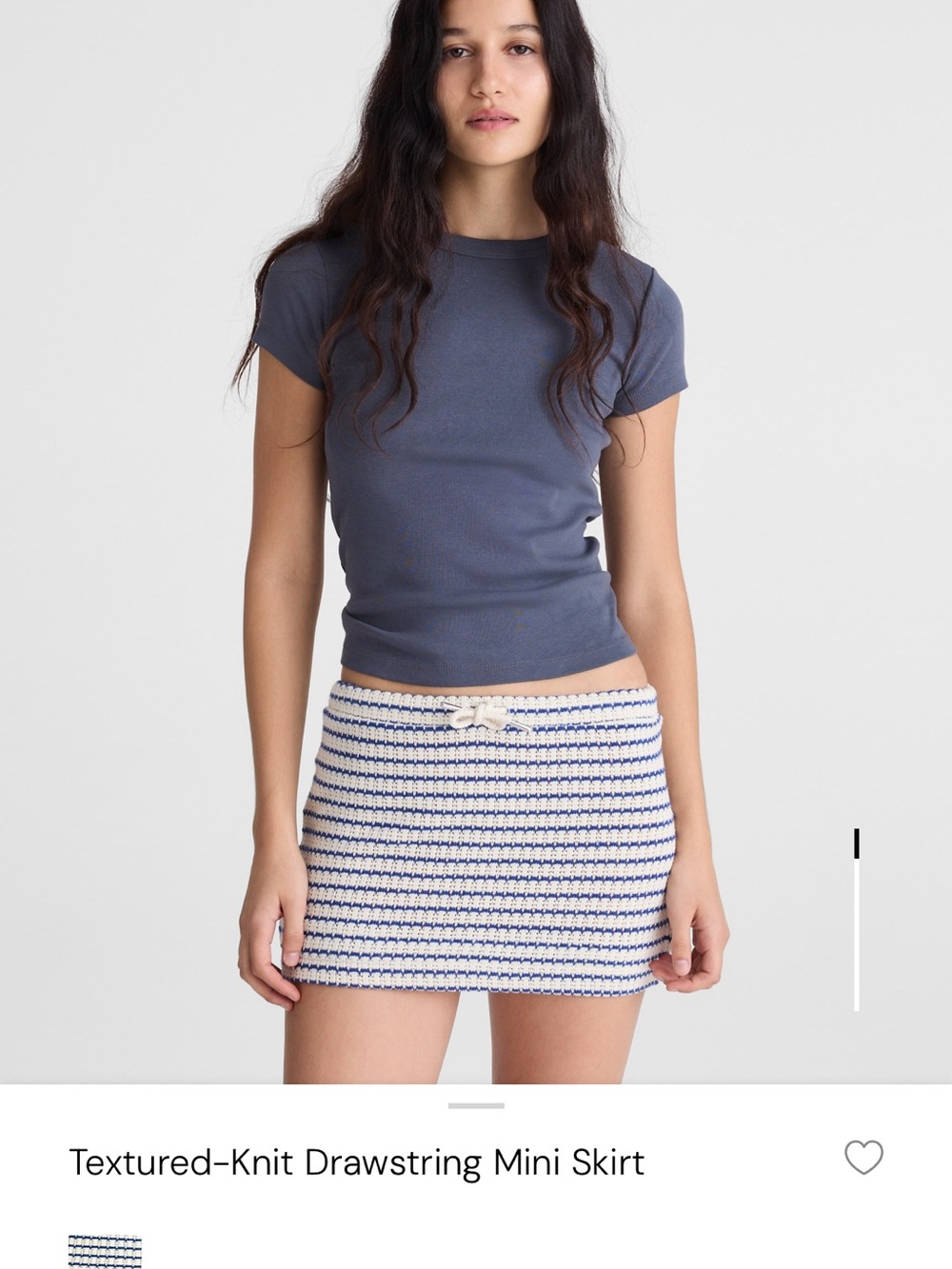 Madewell Striped Knit Drawstring Mini Skirt - Blue & White
